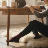 Chaussette Motif Floral rouge sur noir