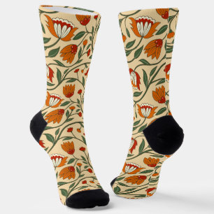 Chaussette Motif floral sans couture sur fond beige