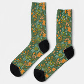 Chaussette Motif floral sur fond vert foncé (Gauche)