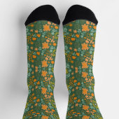 Chaussette Motif floral sur fond vert foncé (Haut)