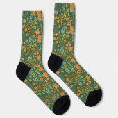 Chaussette Motif floral sur fond vert foncé (Droite)