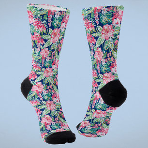Chaussette Motif floral tropical préppy coloré