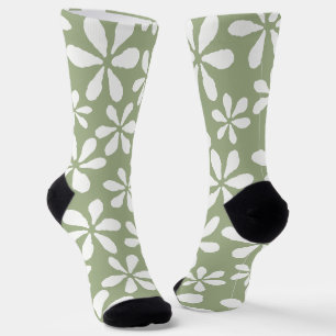 Chaussette Motif floral vert sauge moderne floral joli