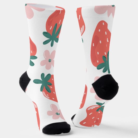 Chaussette Motif fraise et fleur (Angulaire)