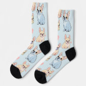 Chaussette Motif français mignon Bulldog Pastel (Gauche)