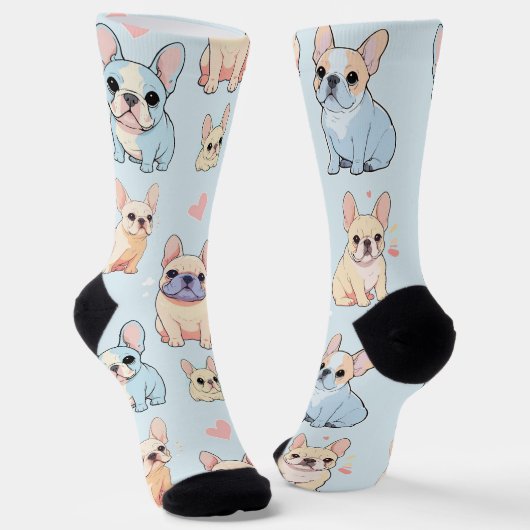 Chaussette Motif français mignon Bulldog Pastel (Angulaire)