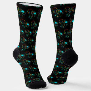 Chaussette Motif Gamer Retro Neon
