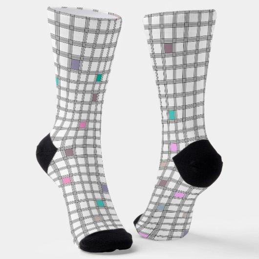 Chaussette Motif géométrique À damiers multicolore (Angulaire)