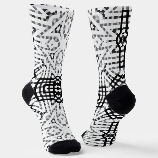 Chaussette Motif géométrique blanc et noir (Angulaire)