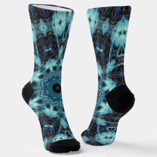 Chaussette Motif géométrique bleu avec rayonnement