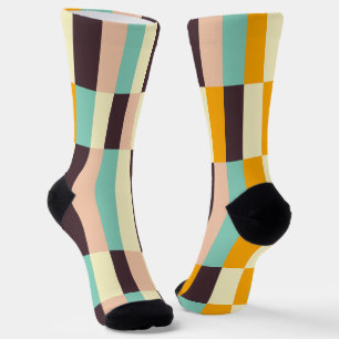 Chaussette Motif géométrique coloré avec des rayures vertical