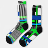 Chaussette motif géométrique en couleurs rayées et néons (Gauche)