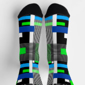 Chaussette motif géométrique en couleurs rayées et néons (Haut)
