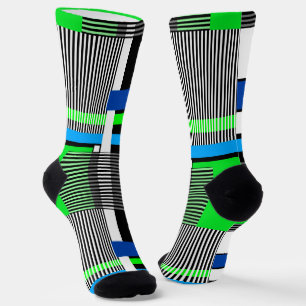 Chaussette motif géométrique en couleurs rayées et néons