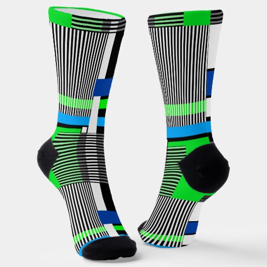 Chaussette motif géométrique en couleurs rayées et néons (Angulaire)