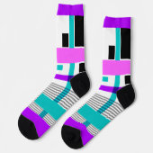 Chaussette motif géométrique en couleurs rayées et néons (Gauche)