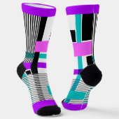 Chaussette motif géométrique en couleurs rayées et néons (Angulaire)
