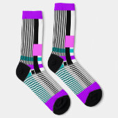 Chaussette motif géométrique en couleurs rayées et néons (Droite)