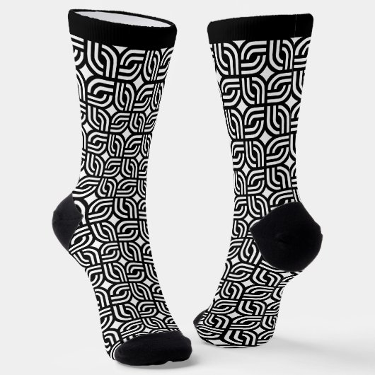 Chaussette Motif géométrique noir blanc (Angulaire)
