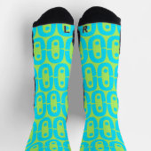 Chaussette Motif géométrique turquoise et vert lime (Haut)