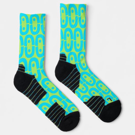Chaussette Motif géométrique turquoise et vert lime (Droite)