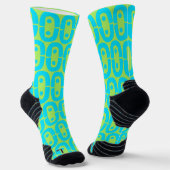 Chaussette Motif géométrique turquoise et vert lime (Angulaire)