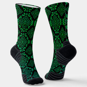 Chaussette Motif géométrique vert / Impression indienne