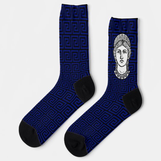 Chaussette Motif grec en Chaussettes d'équipage bleu et noir (Gauche)