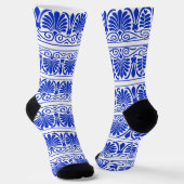 Chaussette Motif grec méditerranéen bleu (Angulaire)