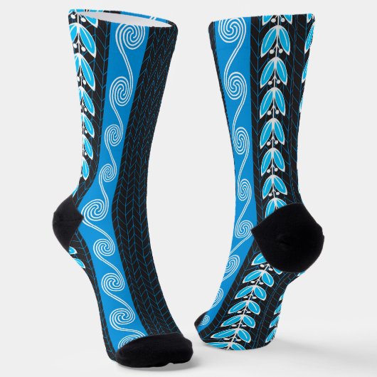 Chaussette Motif grec Turquoise bleu et gris (Angulaire)