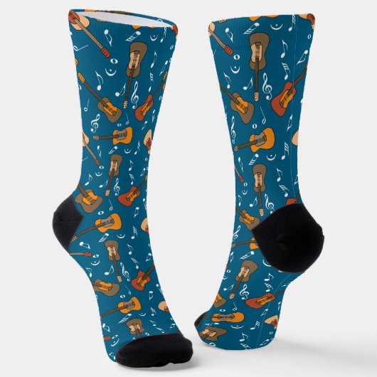 Chaussette Motif Guitare Music Notes (Angulaire)