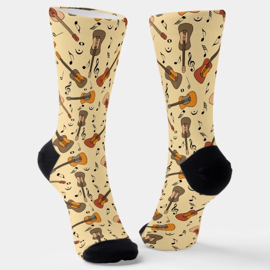 Chaussette Motif Guitare Music Notes (Angulaire)