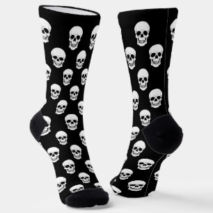 Chaussette Motif Halloween Noir Et Blanc Crâne