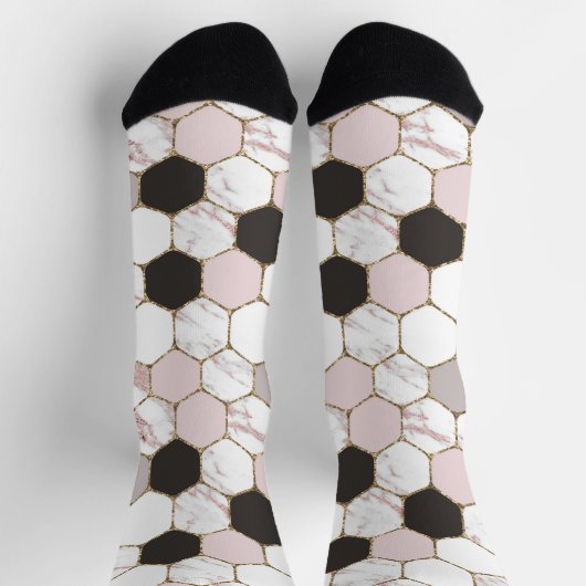 Chaussette Motif Hexagon de marbre géométrique moderne (Haut)