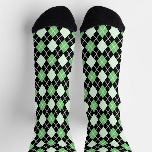 Chaussette Motif Jacquard noir et vert sans couture (Haut)