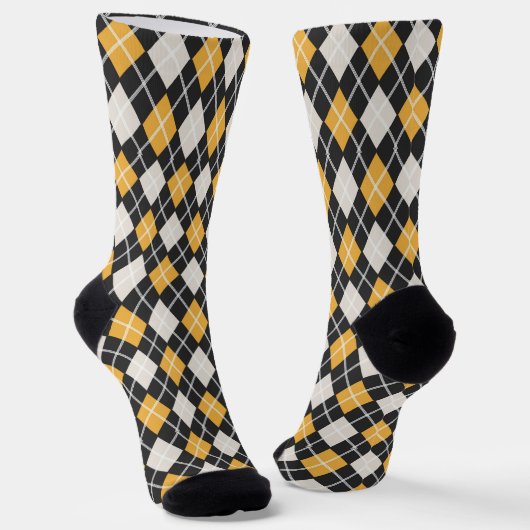 Chaussette Motif Jacquard sans couture noir et jaune (Angulaire)
