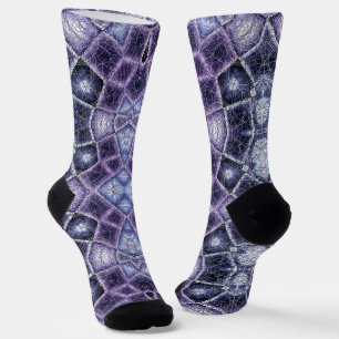 Chaussette Motif kaléidoscope géométrique bleu et violet