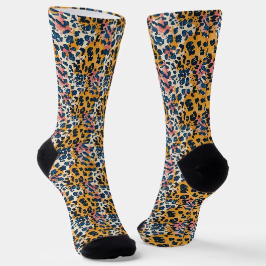 Chaussette Motif Léopard moderne coloré (Angulaire)