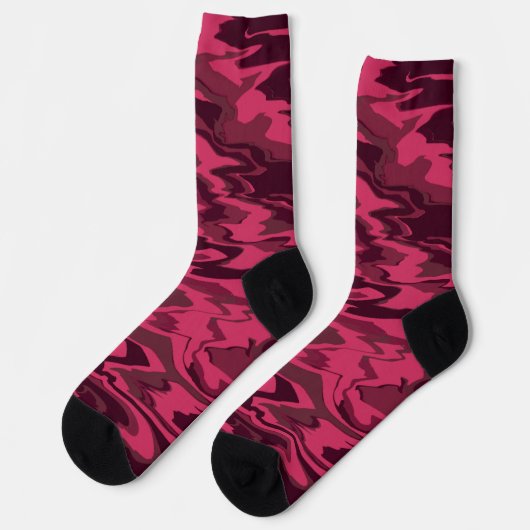 Chaussette Motif Liquide Ondulé Rose Foncé (Gauche)