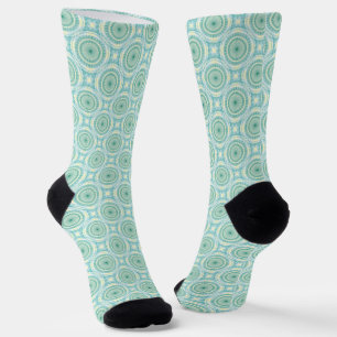 Chaussette Motif Mandala bleu vert orange
