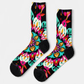 Chaussette Motif Mandala Floral Coloré (Gauche)