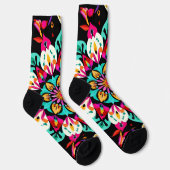 Chaussette Motif Mandala Floral Coloré (Droite)