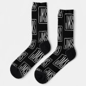 Chaussette Motif monogramme moderne | Noir & Blanc (Gauche)