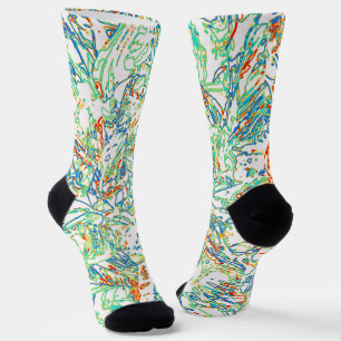Chaussette Motif multicolore incurvé rétro - Couleur Rétro