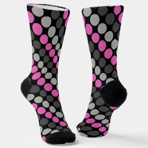 Chaussette Motif multicolore Retro Soixante Pois gris