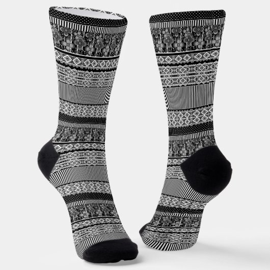 Chaussette Motif noir et blanc avec dentelle et patchwork el (Angulaire)