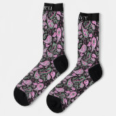 Chaussette Motif noir et blanc rose (Gauche)