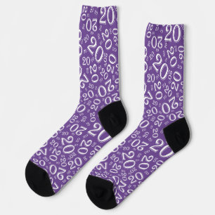Chaussette Motif numérique aléatoire violet/blanc pour 20 ans