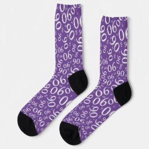 Chaussette Motif numérique aléatoire violet/blanc pour 90 ans