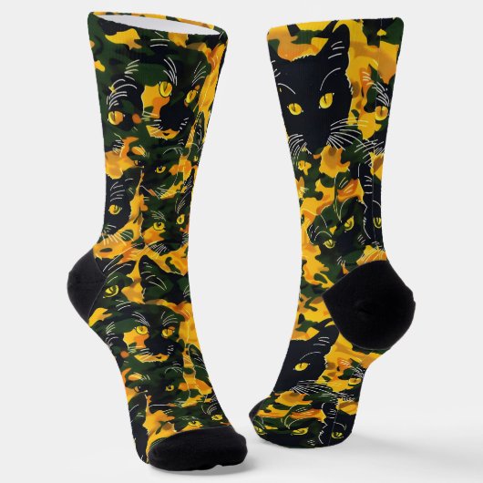Chaussette Motif Orange Chat (Angulaire)